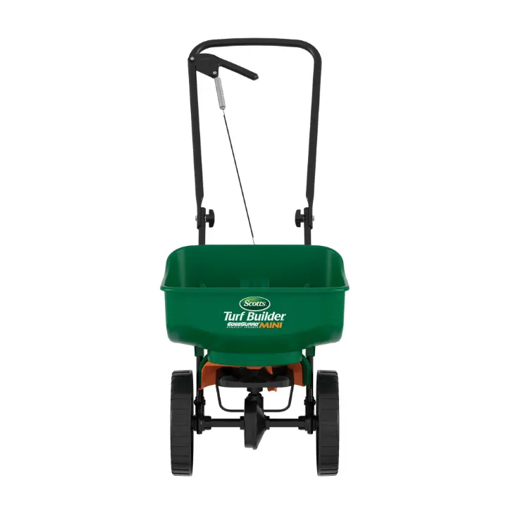 Scotts Turf Builder EdgeGuard Mini Broadcast Spreader for Grass Seed, Fertilizer, Salt, Ice Melt