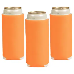 3 1/2" x 6 1/2" Solid Color Orange Foam Slim Can Coolers - 12 Pc.