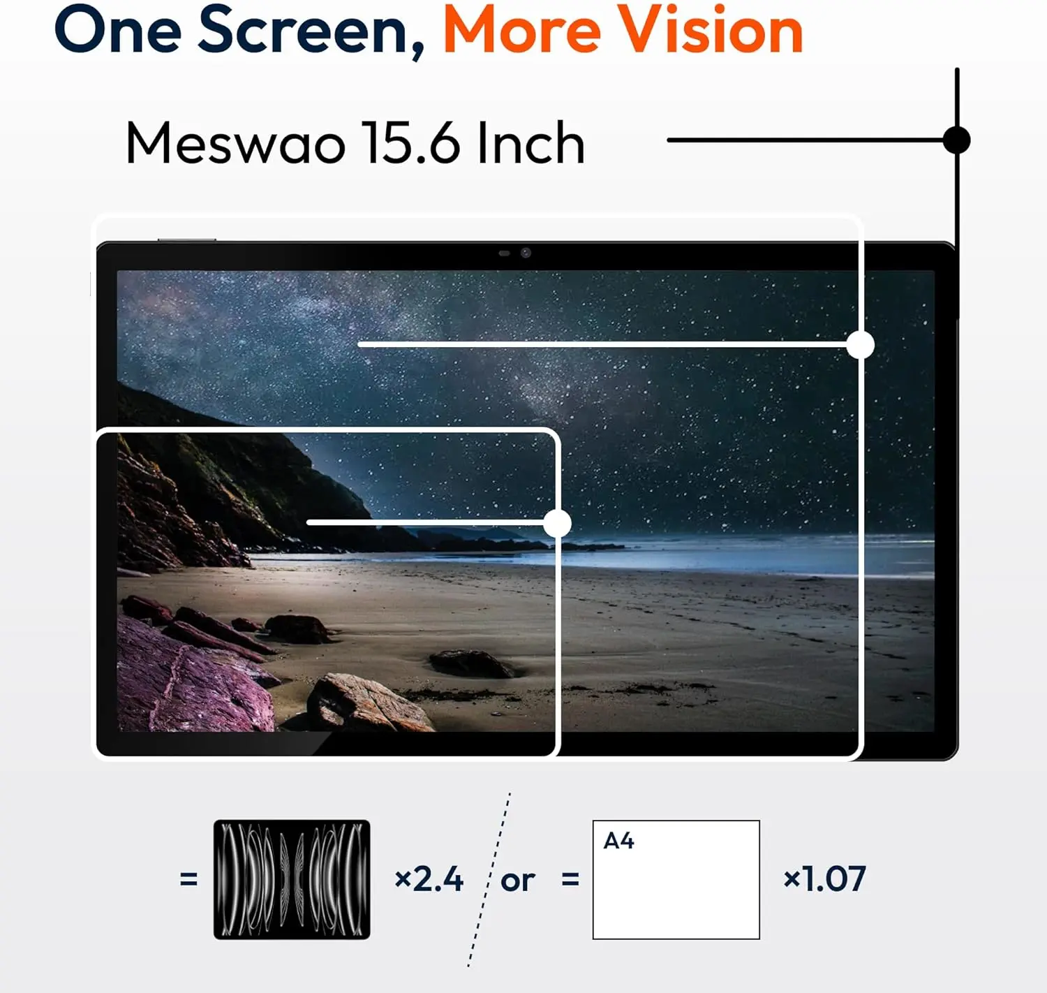 MESWAO 15.6 Inch Android 14 Tablet, 2026 Large Tablet with1080 IPS HD Display Big Screen, 8-Core, 6GB+128GB, Support 1TB TF Card, 12000mAh Long Lasting Battery for Movie/Work-Space Gray