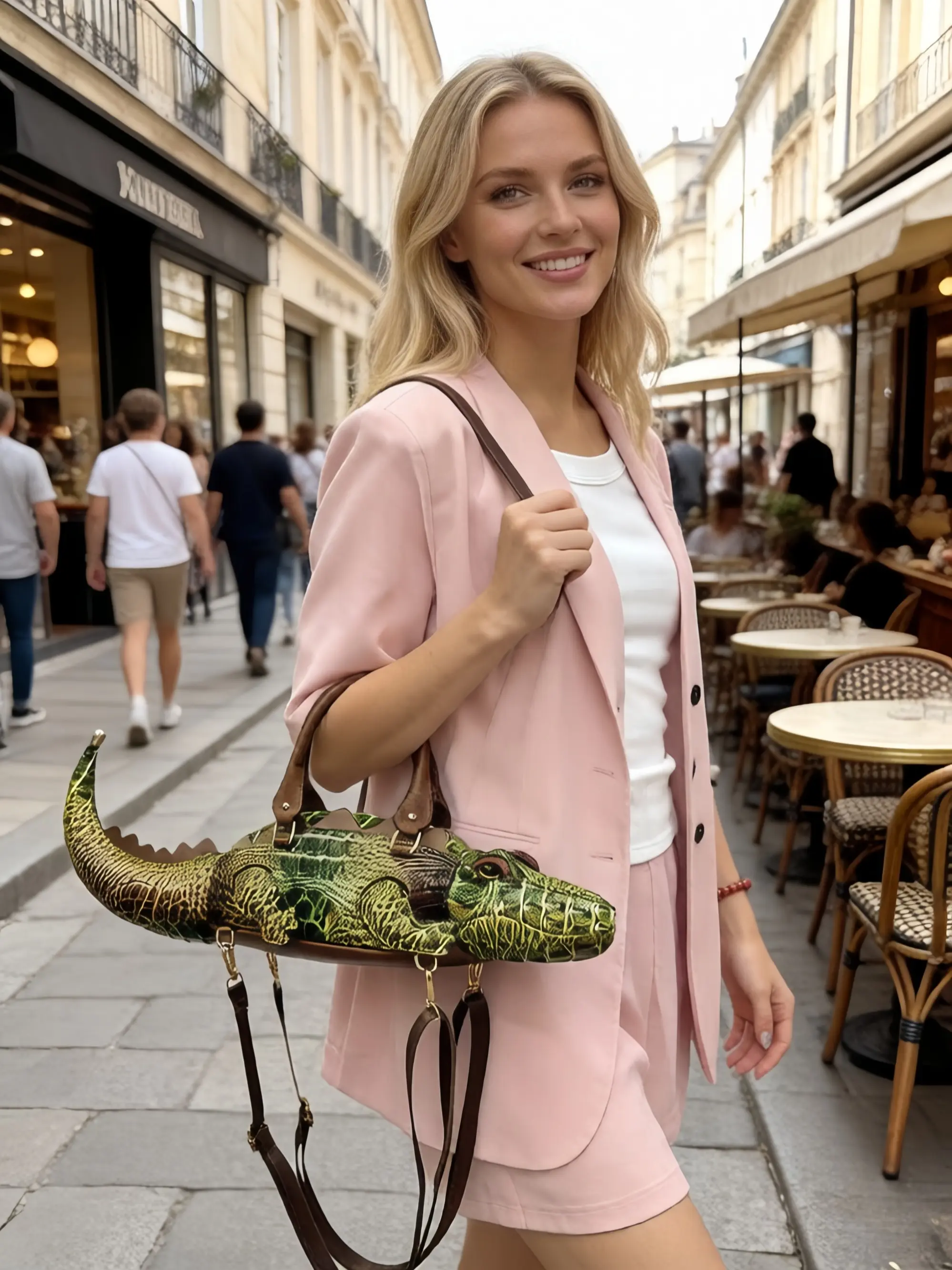 Unique Trendy Women's Bag, Funny Personality Fashion Backpack, Alligator Doll Animal Bag, Cool Shoulder Crossbody Handbag, Fashionable Crossbody Bag