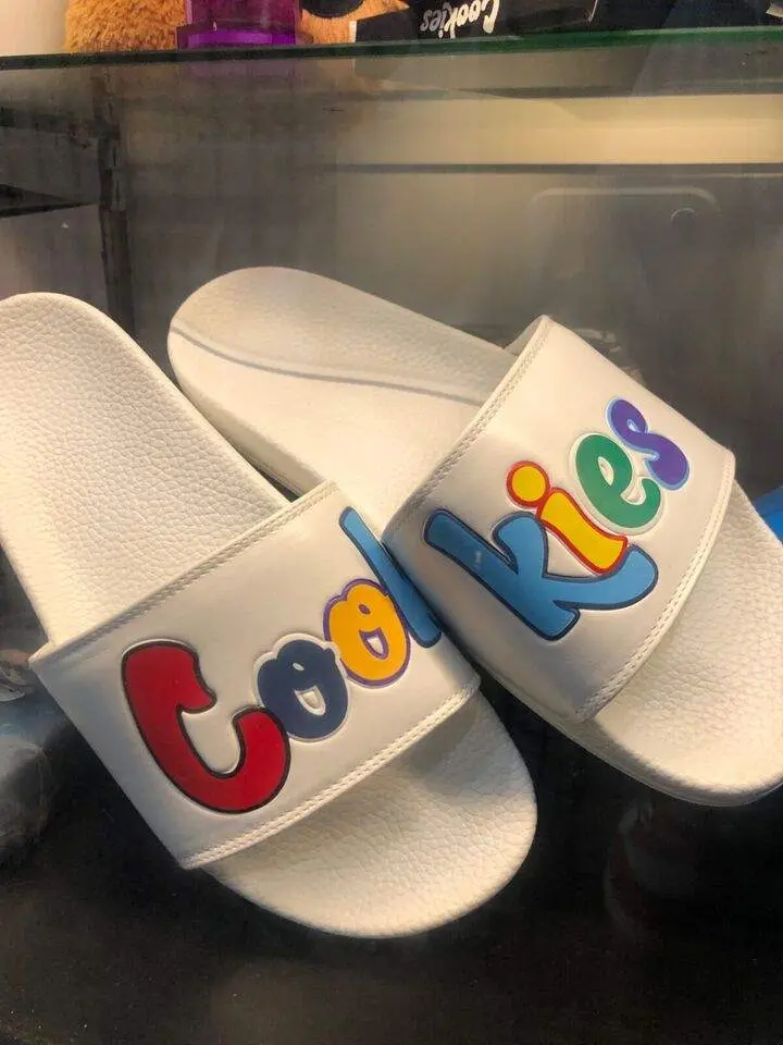 Cookies SF original mint logo faux leather slides