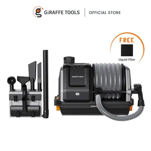 Giraffe Tools Grandstorm Vacuum Cleaner 30ft Retractable Powerful Wet Dry Home Garage Cleaning with 6 Nozzles & 4 4.5 Gallon Dustbin Capacity