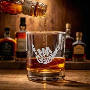 GOOD-VIBES-Bone-Hand-, for men, LUXURY whiskey glasses Stylish Engraved Drinkware ,Dishwasher Safe, High-Quality Glass, persinaluzed whiskey glass