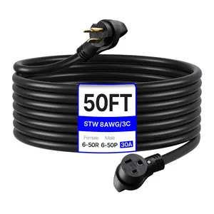 【fathersdaygift】VEVOR 30-Amp Generator Extension Cord, 50 Foot, 250 Volts 7500 Watts Heavy Duty Power Cable, NEMA 6-50P to 6-50R SWT 8AWG Flexible Welder Extension Cord, with Storage Bag, for Generators, ETL Listed