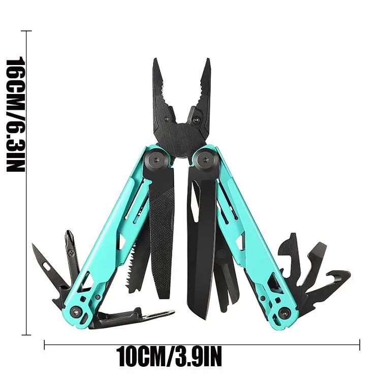 Multi-functional pliers, foldable multi-purpose pliers, stainless steel multi-functional pliers with nylon pouch, bottle opener, screwdriver, can opener, very suitable for camping, hiking, and outdoor activities