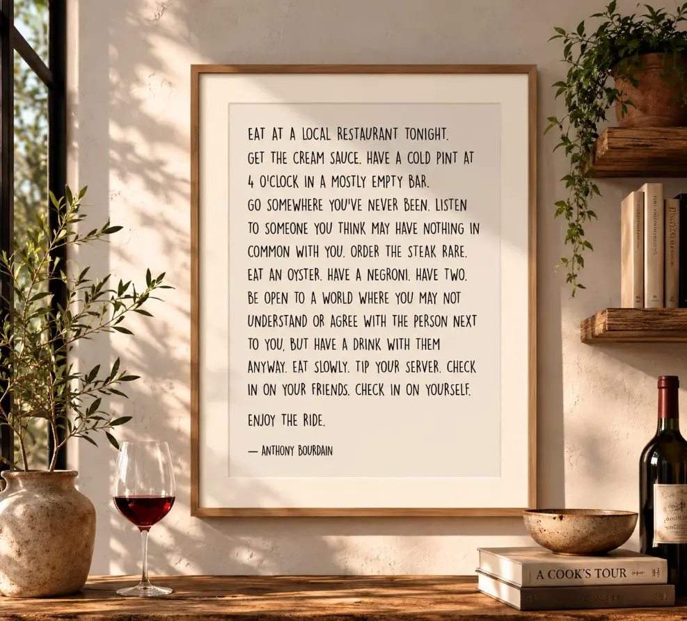 [SALE UP TO 40%][Unframe] Anthony Bourdain Quote Print Travel Food Kitchen Wall Art Typography Poster
