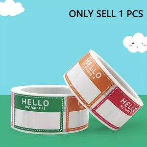 1 Roll / 200pcs Colorful Handwritten Hello Name Tags Stickers, Office Meeting Home Party Identification Decorative Stickers