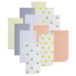 12 Pack Burp Cloths - Bees/Sun/Stripes