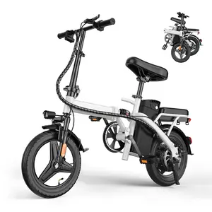 Upgraded Folding Electric Bike, 750Wh configuration, 14-inch tires ebikes, 22+ MPH speed, 30+ Mile range, can carry 2 people, Supports Up to 400 lbs, commuter Electric bicycle
