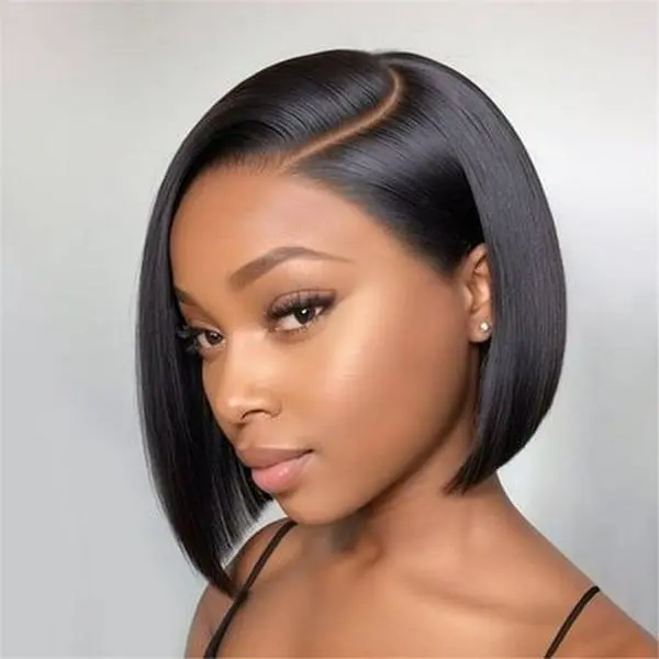13x4 Lace Straight Bob Wig Human Hair Glueless Ready to Wear 200% Density Pre-Bleached Natural Color Wig for Black Women – Sleek Summer Hairstyles Black Girls Natural Hairstyles Black Girls Easy Wear Straight Bob