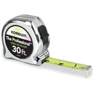 212 MAIN High Viz Chrome Handle Measuring Tape - 30 ft x 1 in, Nylon Coating, English Scale Professional Hand Measuring Tool for Hardware Applications