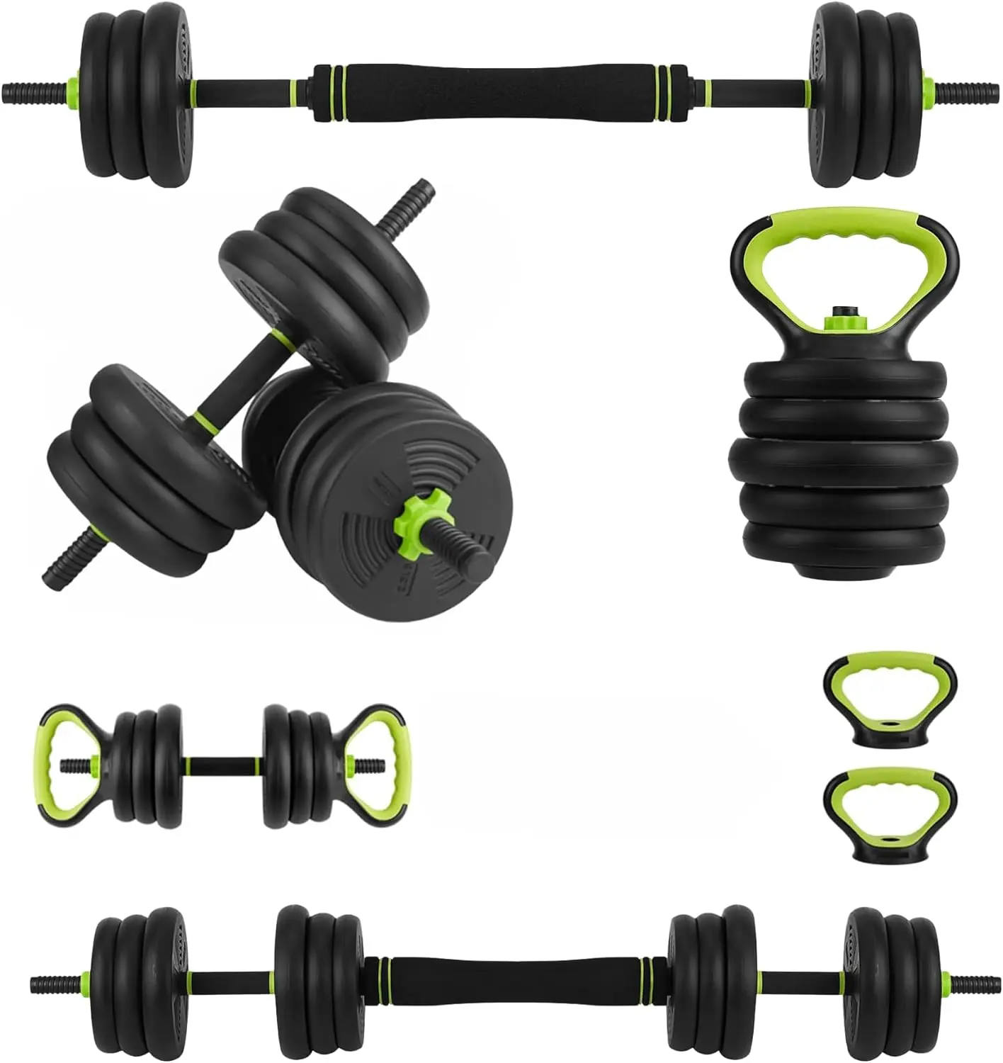 Adjustable Dumbbell Set of 2, Weights Dumbbells Set with Barbell Connector & Kettlebell Handle, 66/88LBS Anti Slip Grip Free Weights for Home Gym Strength Training Men Women