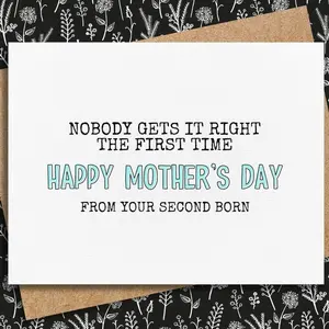 Funny Mother's Day Card, Greeting Card with Envelope, Card For Mom, Nobody gets it right the first time, from daughter, From son, Mother's day gift