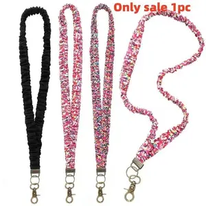 Colorful Hair Tie Personalized Lanyard for ID and Keys, Fashionable Clip-On Necklace Strap, Elastic Removable Work Card Holder for Teachers, Nurses, Doctors, Friends