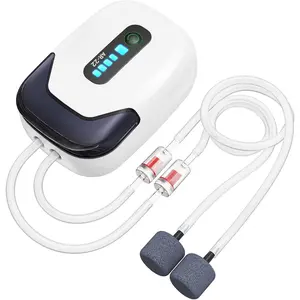 Aquarium Air Pump, Rechargeable Portable  Pump with Single/Dual Outlets, Quiet Aerator for Fish Tank up to 30/70 Gallon, Outdoor Fishing, Fish Transport and Power Cut.