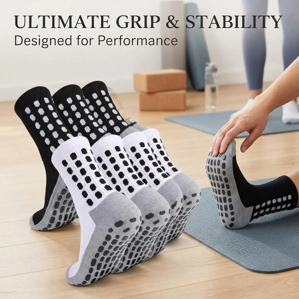 2/4/6 Pairs Men's Women's Soccer Football Baseball Socks with Grip Pads - Non Slip Athletic Sports Socks for Training Match Performance Comfortable Breathable Moisture Wicking Cushioned Ankle Socks Perfect for Running Gym Workout Outdoor Activities 2/4/6 Pairs Men's Women's Soccer Football Baseball Socks with Grip Pads - Non Slip Athletic Sports Socks for Training Match Performance Comfortable Breathable Moisture Wicking Cushioned Ankle Socks Perfect for Running Gym Workout Outdoor Activities