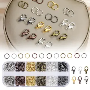 1 Box Metal Lobster Buckle and Iron Ring for Jewelry Making Lobster Claw Clasps Rings Beauty & Personal Care