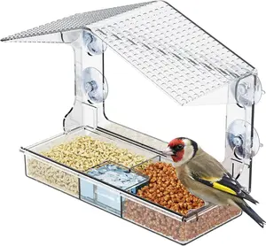 Window Bird Feeders with  Suction Cups for Cats, and Birds Lovers Gifts,Clear Bird Feeder for Window Viewing,Large Window Mount Birdfeeder,Birds House for Outdoors,Balcony