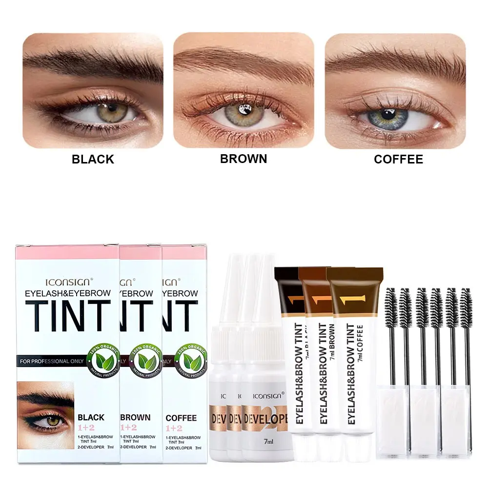 ICONSIGN 2-in-1 Eyelash & Brow Tint Kit | 4-6 Week Long-Lasting, No Salon Visits Needed! Eyebrow Tinting Kit, Eyebrow Dye