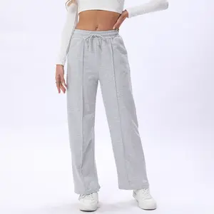 Women's Warm Casual Versatile Low Rise Elastic Waist Loose Wide Leg Baggy Sweatpants with Pockets Springfresh