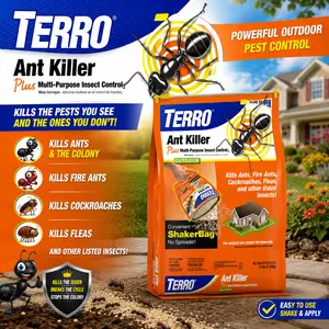 TERRO Ant Killer Plus Multi-Purpose Insect Control, 3 lb Shaker Bag | Kills Ants, Fire Ants, Fleas, Outdoor Roach Killer, Fire Ant Killer, Cockroach Killer, Ant Poison for Pest Control