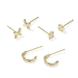 Kendra Scott Belle Cubic Zirconia Stud Earring Set 3pc - Gold/White