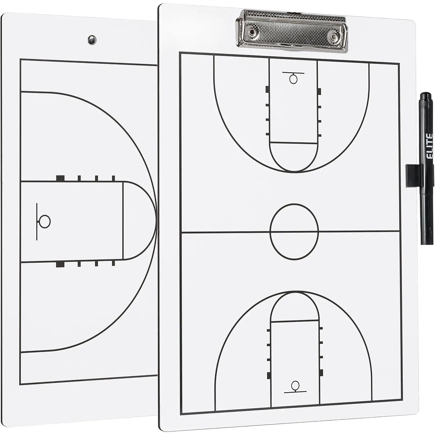 Basketball White Dry Erase Coaches Clipboard | Double-Side Basketball Coaching Whiteboard with Marker