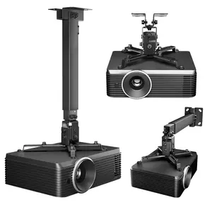 PEGZONE Projector Ceiling Mount with Extension Pole, Wall&Ceiling Adjustable Bracket 3-in-1, Universal Projector Holder for Home Theater & Office, 44lbs, Compatible with Epson/Optoma
