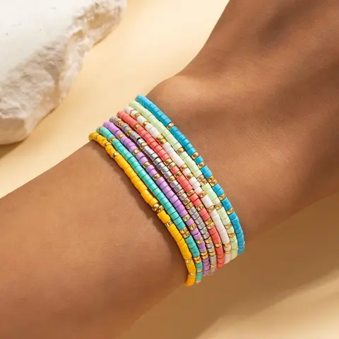 Boho Style Colorful Beaded Bracelet, Beaded Bracelet for Women & Girls, Casual Trendy Accessories for Party, Daily Clothing Decor for Birthday Gift, Stackable Bracelet, Matching Bracelets, Beautiful bracelets, Pretty Bracelet