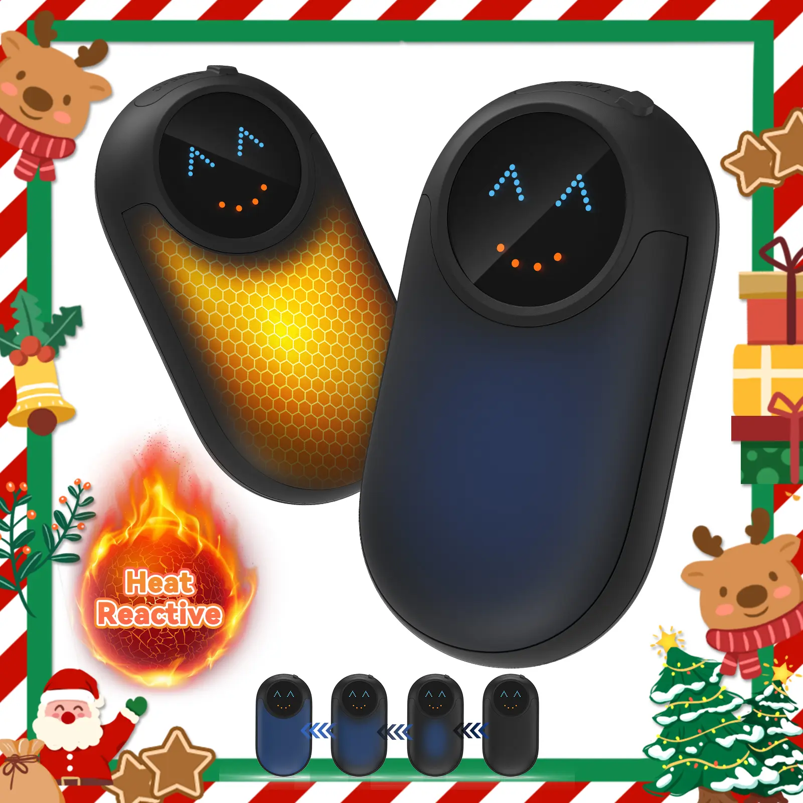 WETIFY Thermochromic Magnetic Hand Warmers Rechargeable 2-Pcs Electric Heat Sensitive 4 Levels Portable Compact Heater for Men Women Perfect Gift Christmas Thanksgiving