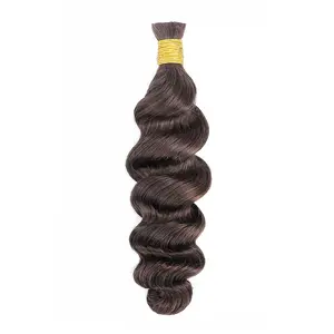 YGwigs Double Drawn Dark Brown Loose Wave Bulk Human Hair For Braiding