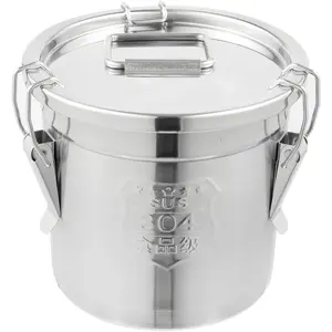 304 Stainless Steel Containers With Lid,202oz Airtight Flour Container for Kitchen,5-10lbs Metal Airtight Canisters Milk Jug Coffee Bean Cookies Canisters w/Locking Clamp (6L/1.6Gal)