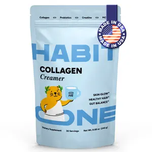 HabitONE Collagen Creamer for Coffee with Probiotics, Creatine & MCT Oil (Coconut) - Dairy Free - Made in USA - 30 Servings