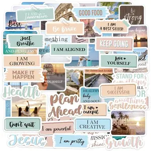 50PCS Inspirational Quote Stickers, Aesthetic Motivational Stickers for Women Teens, Vinyl Decals for Planners Journals Vision Board Supplies Water Bottle Laptop