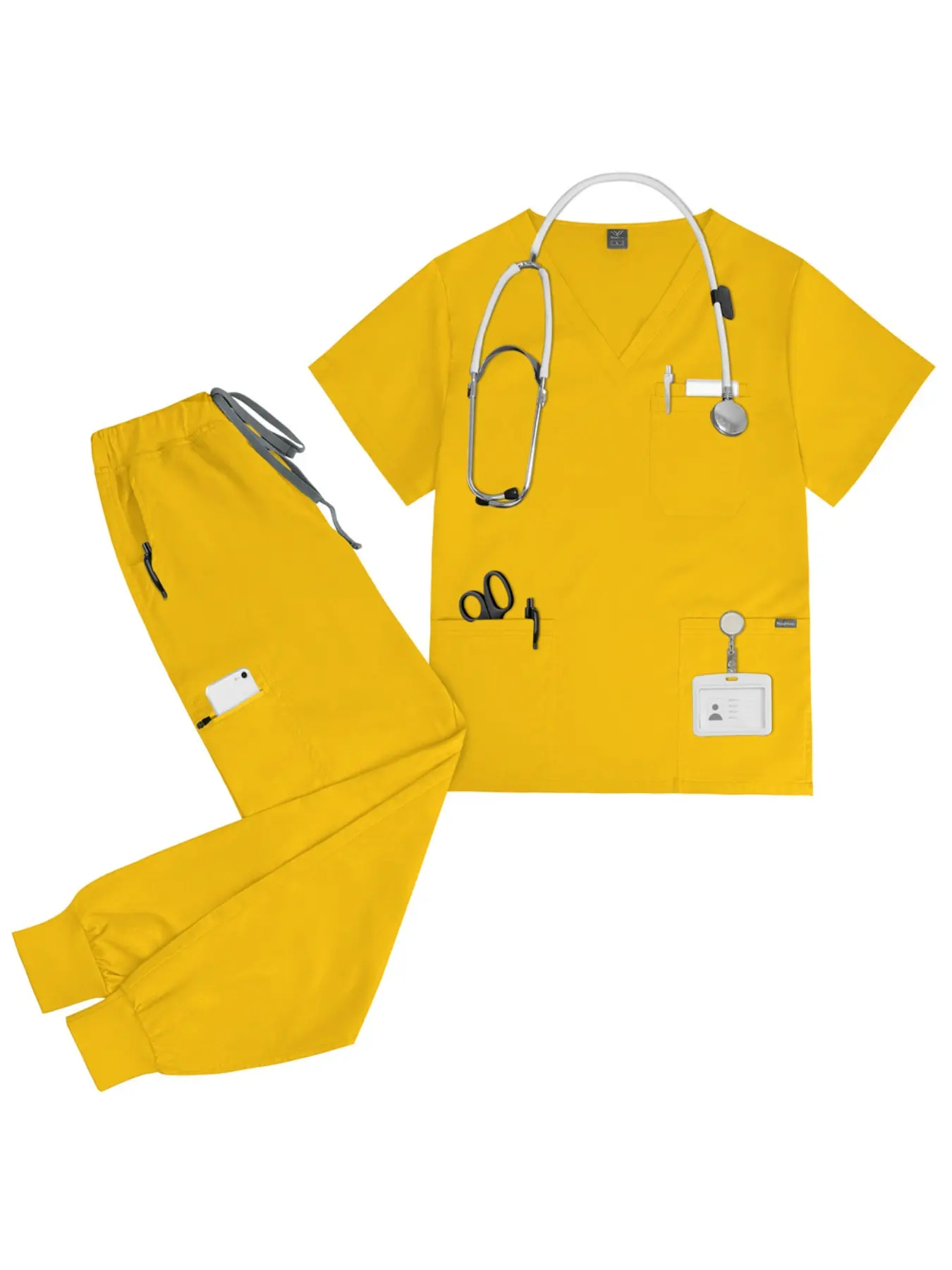 High Quality Women's Solid Color Set Scrubs Care Worker Technician Lab Coat Daily Work Outfit