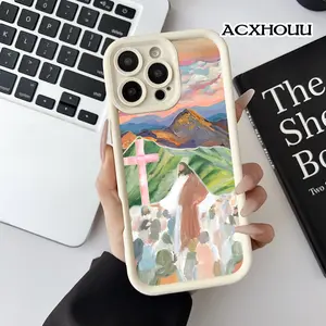 Softcase for iPhone 17 16 E Pro Max 15 Plus 14 13 12 11 XS XR Christian Mountain Scene Shockproof Silicone Lightweight Anti-Scratch Cover