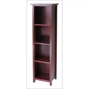212 MAIN 94416 5-Tier Tall Antique Walnut Solid Wood Bookshelf Rack - Spacious Tiers, Antique Design, Office Commercial Furniture Storage Solution, Book Stand