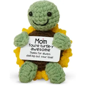 Birthday Gifts for Mom from Daughter Son - Mini Handmade Positive Turtle Sunflower Crochet - Mothers Day Birthday Gifts for Mom Mother in Law Mama Grandma, Heartfelt Gifts, Emotional Support Crochet Decor