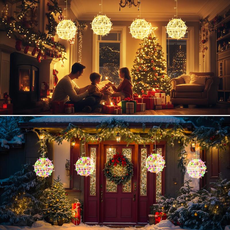 Color Changing Christmas Outdoor Ball Lights: 7.87-Inch Light Spheres, 11 Lighting Modes + 4 Dimming Levels, Remote Control + Timer Function, Waterproof and Durable Design, Perfect for Yard, Garden, Patio, Wedding, and Party Decorations, 4-Pack. Ornaments