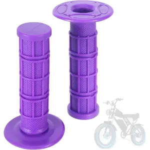 7/8" 22mm 24mm Purple Motorcycle Grips, Soft Rubber Half Waffle Handlebar Grips for eBike Dirt Bike Bicycle, 1 Pair