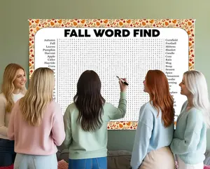 Fall Word Search Game, Giant Crossword Puzzle, Large Word Find, Gathering Activity Poster