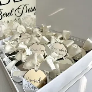 10Pcs Ramadan Kareem Mirror Tag Eid Gift Acrylic Gift Tag Muslim Islamic Eid Al Adha Ramadan Holiday Party Table Decor Keepsake Party Decoration Supplies