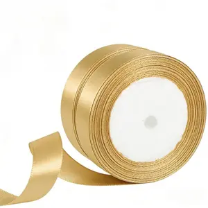 2 Rolls Champagne Gold Satin Ribbon, 41.4 Meters Total Length, 25mm Wide Premium Satin Fabric Ribbon for Wedding Ribbon & Celebration Decor, Gift Packaging & Display, Decor Gifts, Birthday Party Decorations, Creative Crafting & DIY Projects