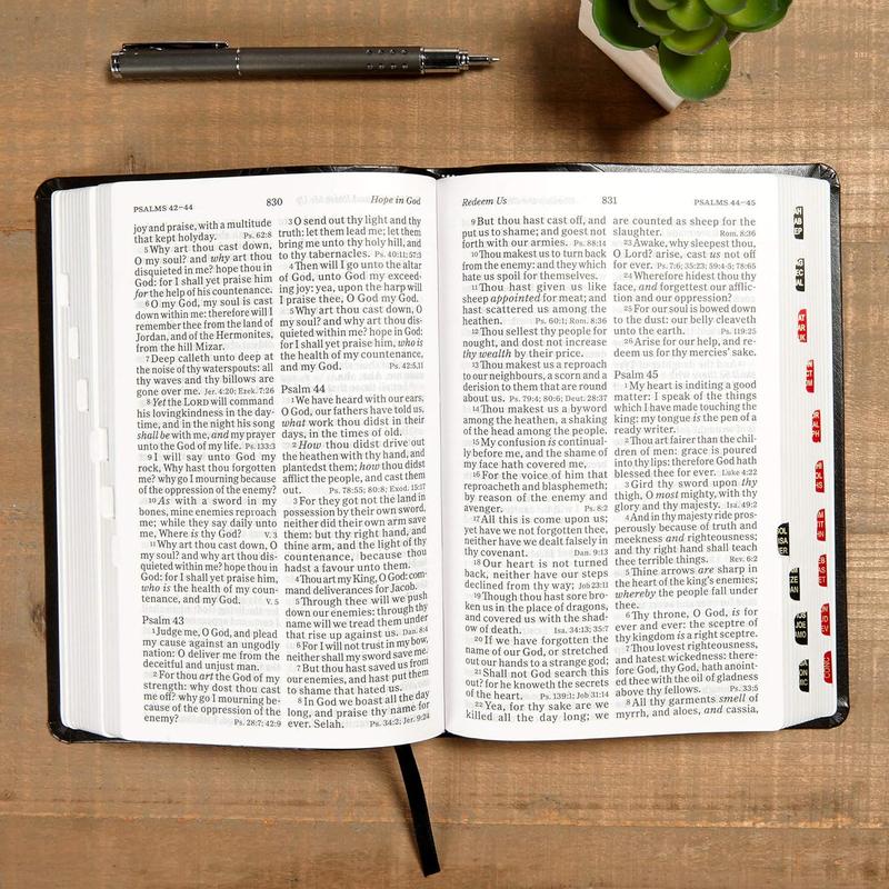 KJV Large Print Compact Reference Bible, Charcoal LeatherTouch, KJV Holy Bible, Red Letter, Pure Cambridge Text, Presentation Page, Cross-References, Full-Color Maps, Easy-to-Read Bible MCM Type Imitation Leather – Large Print, April 15, 2019