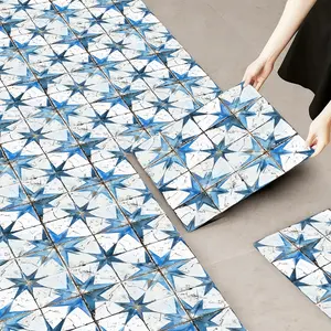 10 pieces of 2D flat PVC floor sticker - artistic and creative pattern, floor self-adhesive decorative tile sticker, 11.81 x 11.81 inches, suitable for floor renovation in kitchens, living room