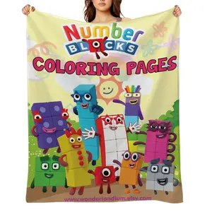 Number-Blocks-Flannel Throw Blanket for Girls Boys- Ultra Soft, Anti-Shrink & Wrinkle-Resistant ,Quick-Dry, Machine Washable Cozy Throw ,Perfect Gift for Kids Adults A-71
