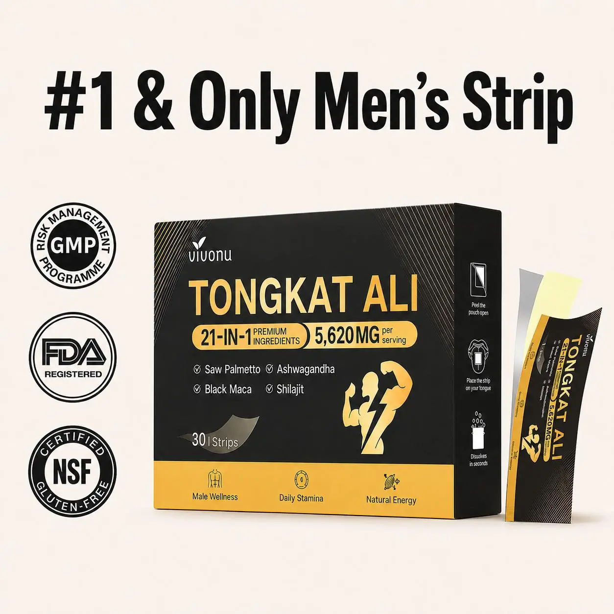 VivoNu  MEN'S MAX Dietary Supplement for Men Energy Stamina Endurance Vitality Performance Support with Ashwagandha & Ginseng mothersdaygift SummerVibes