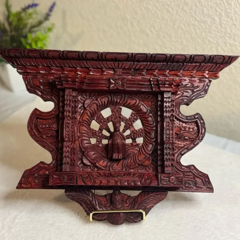 Wooden Peacock Ankhi Jhyal Dark Brown