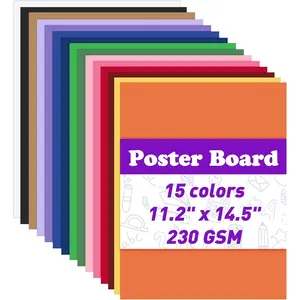 15 count 11.2" x 14.5" Poster Board Paper Assorted Colored Posterboard 230 GSM Thick Blank  Vision Boards for School Drawing Art Craft DIY Party Decorations Science Fair Board Supplies