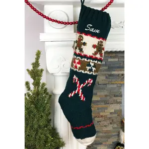 Gingerbread Knit Wool Christmas Stocking